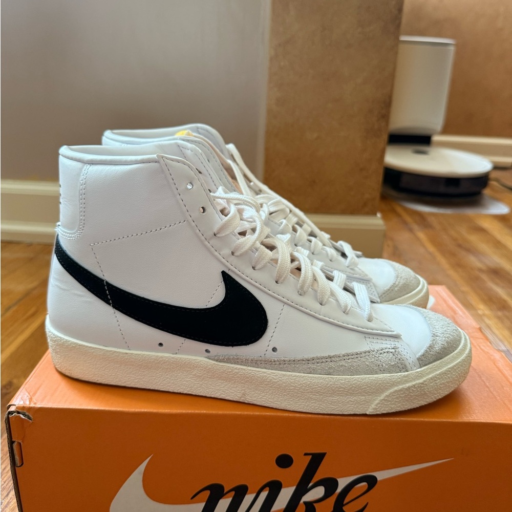 Nike White and Black High-Top Sneakers